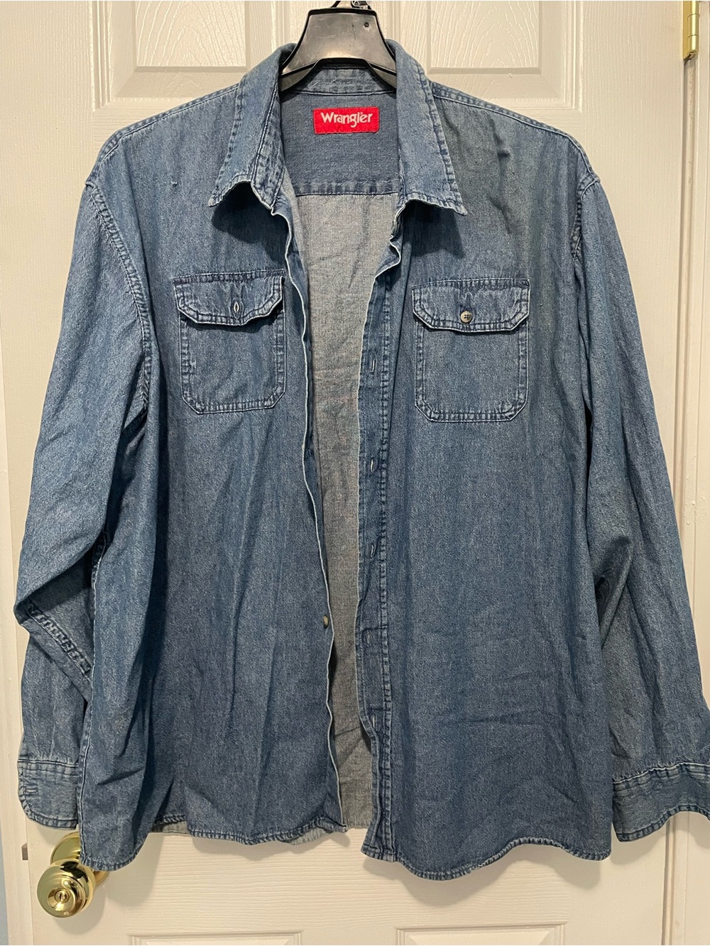 Wrangler Long Sleeve Denim Western Work Shirt Men's Blue Shirt